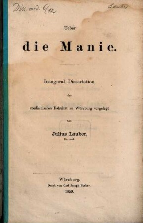 Ueber die Manie