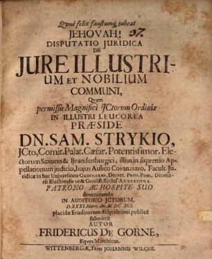 Disp. ... de iure illustrium et nobilium communi