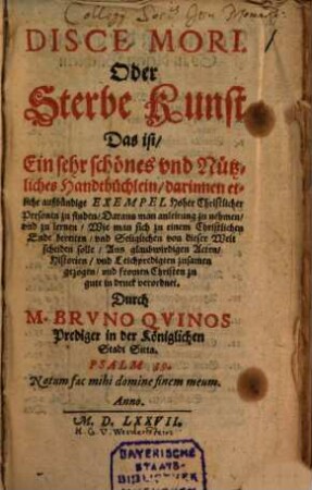 Disce mori oder Sterbekunst