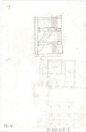 Bühlmann, Josef; Haus erhöht zur Straße - Treppenhaus (Schnitt)