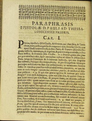 Paraphrasis Epistolae D. Pauli Ad Thessalonicenses Prioris