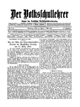 Aus der Rede des Unterrichtsministers Grimme im Preußischen Landtag am 31. März 1930