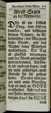 Abend-Segen an der Mittwoche