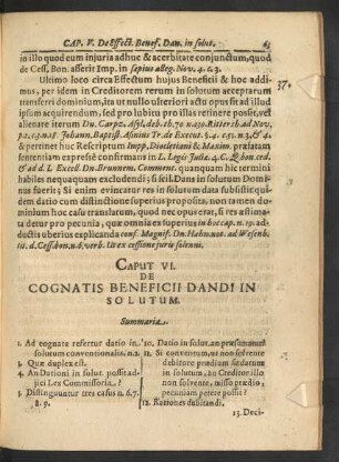 Caput VI. De Cognatis Beneficii Dandi In Solutum.