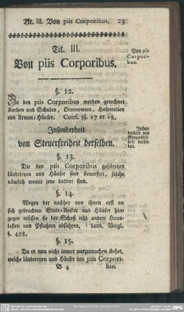 Tit. III. Von piis Corporibus