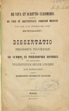 De vita et scriptis Cleomedis