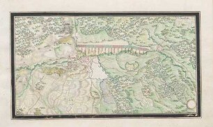 Truppenstellung der Reichsarmee zwischen Bruchsal und Karlsdorf entlang des Saalbachs.