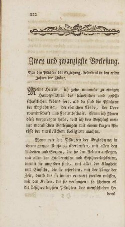 Zwey und zwanzigste Vorlesung