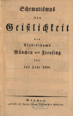 Schematismus der Erzdiözese München und Freising, 1824