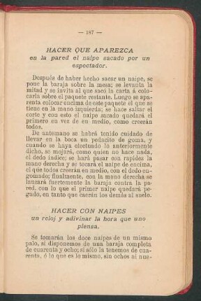 Hacer que aparezca en la pared el naipe sacado por un espectador.