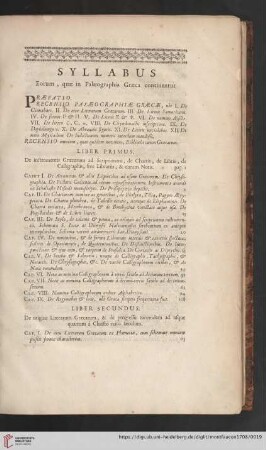 Syllabus eorum, quæ in Palæographia Græca continentur