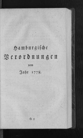 Hamburgische Verordnungen vom Jahr 1778.