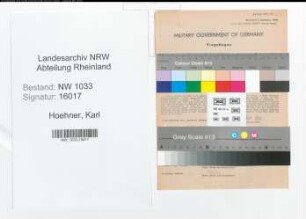 Entnazifizierung Karl Hoehner , geb. 07.05.1921 (Laborant)