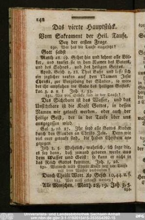 Das vierte Hauptstück. Vom Sakrament der Heil. Taufe.