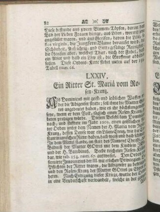 LXXIV. Ein Ritter St. Mariä vom Rosen-Kranz.