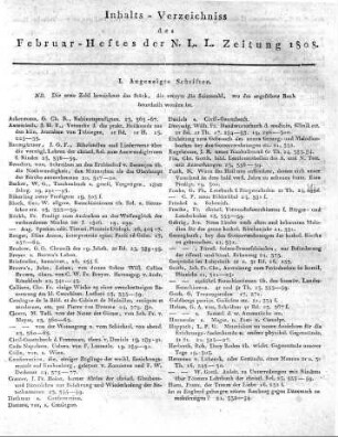 Monatsregister Februar 1808.