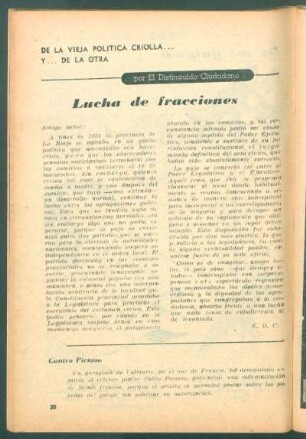 Lucha de fracciones : De la vieja política criolla y ... de la otra