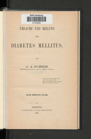 Ursache und Heilung des Diabetes mellitus