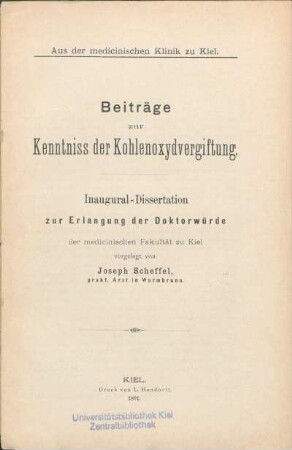 Beiträge zur Kenntniss der Kohlenoxydvergiftung