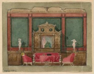 Herrenzimmerdekoration Monatskonkurrenz April 1878: Aufriss einer Wand