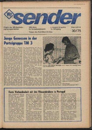 Betriebszeitung 'WF-Sender', Nr.30/1975 (4. Augustausgabe 1975)