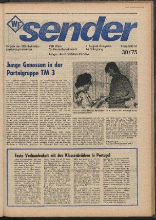 Betriebszeitung 'WF-Sender', Nr.30/1975 (4. Augustausgabe 1975)