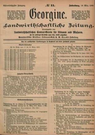 Achtundsechzigster Jahrgang. No. 11. Insterburg, 15. März 1900.