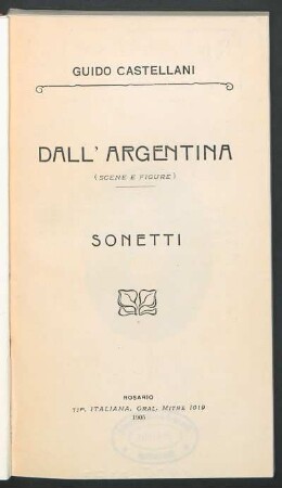 Dall'Argentina : (scene e figure) ; sonetti