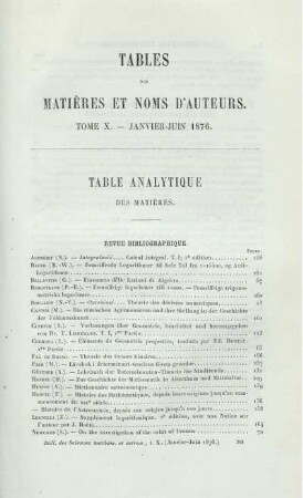 Table Analytique