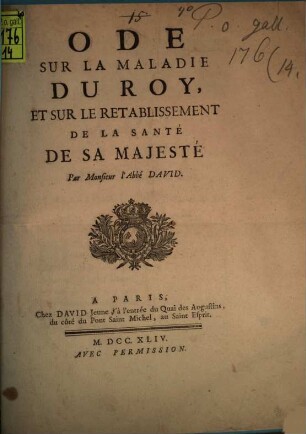Ode sur la maladie du roy