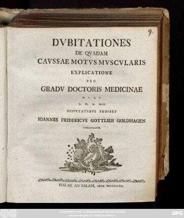Dvbitationes De Qvadam Cavsae Motvs Mvscvlaris Explicatione