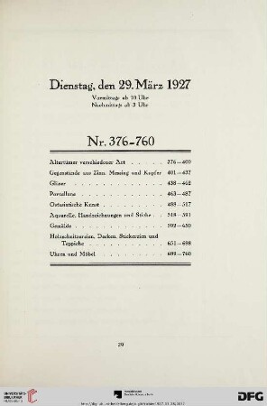 Dienstag, vormittags ab 10 Uhr und nachmittags ab 3 Uhr (Nr. 376-760)