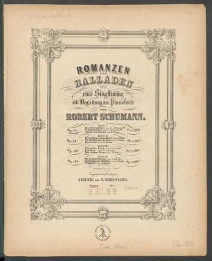 H. 1: Romanzen und Balladen für eine Singstimme mit Begleitung des Pianoforte