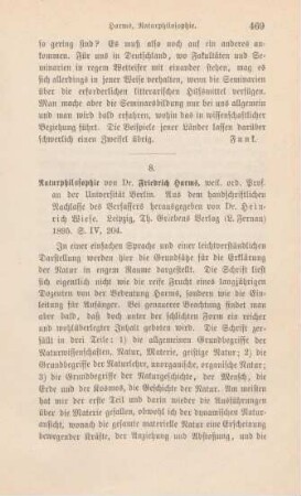 469-470 [Rezension] Harms, Friedrich, Naturphilosophie