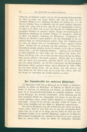 Zur Charakteristik der modernen Psychologie