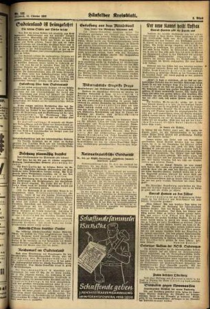 Zweite Ausgabe vom Mittwoch, den 12. Oktober 1938.