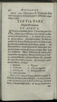 Tertia Pars Huius Breviarii. De Africa