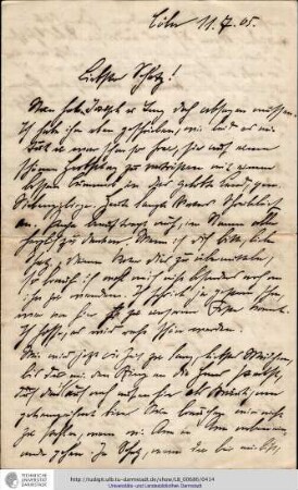 Brief vom 11.07.1905