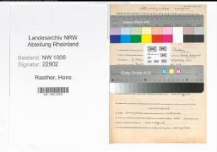 Entnazifizierung Hans Raether, geb. 07.02.1904 (Ingenieur)