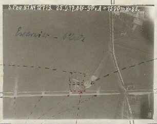 Flakbatterie am Kanal Nymphenburg-Riesenfeld (mit Einzeichnungen) (1500 m)