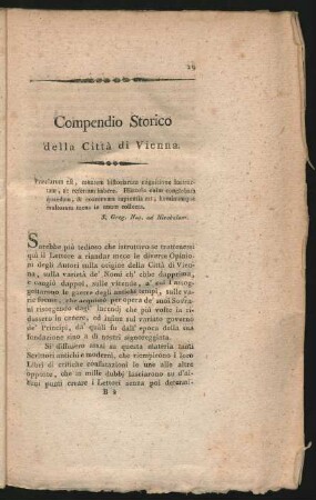 Compendio Storico della Città di Vienna
