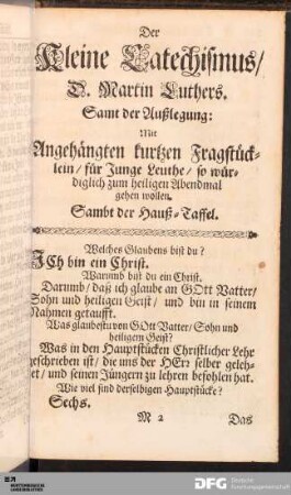 Der Kleine Catechismus D. Martin Luthers