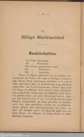 IV. Billige Marktartikel