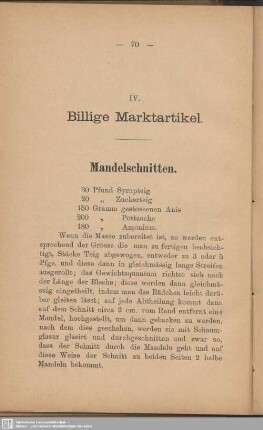 IV. Billige Marktartikel