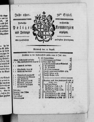 32tes Stück, Ausgabe vom 12. August 1801
