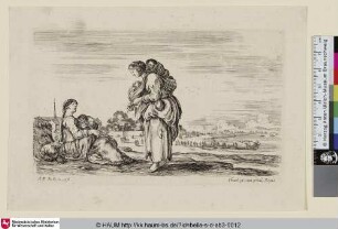 [Zwei Mütter im Gespräch; Zwei Klatschbasen mit ihren Kindern; Les deux commères causant ensemble; Two women talking]