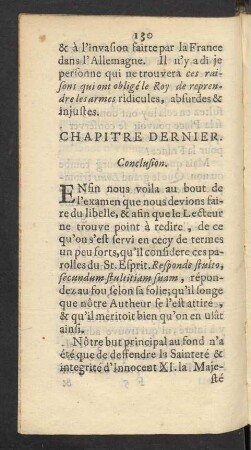 Chapitre Dernier. Conclusion.