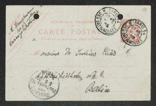 Brief von Ivo Hauptmann an Julius Elias