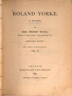 Roland Yorke : a novel ; in two volumes, 2