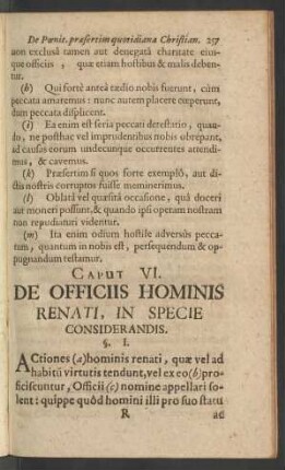 Caput VI. De Officiis Hominis Renati, In Specie Considerandis.